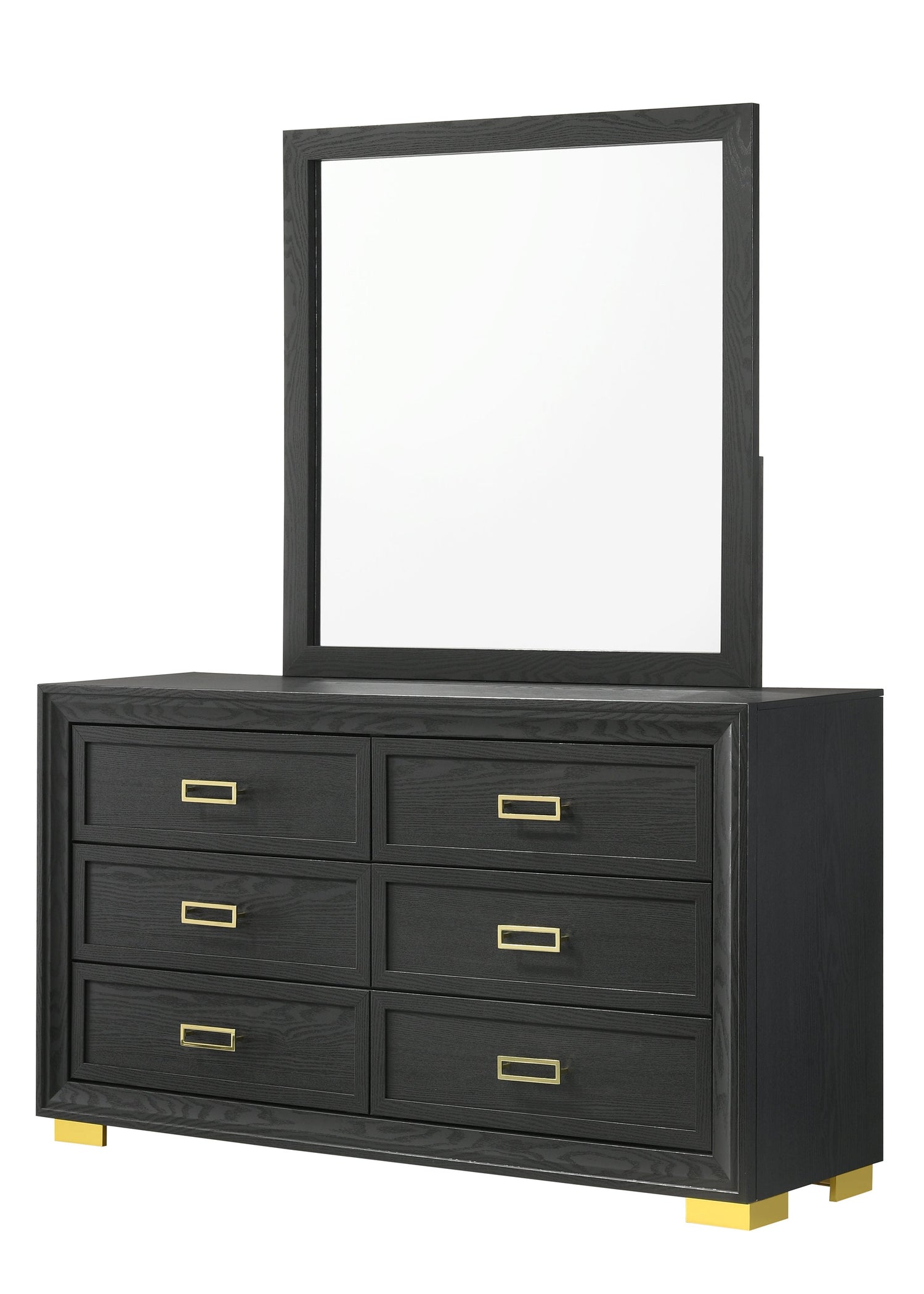 Pepe Black/Gold Panel Upholstered Bedroom Set - SET | B9290-Q-HBFB | B9290-KQ-RAIL | B9290-2 | B9290-4 - Bien Home Furniture & Electronics