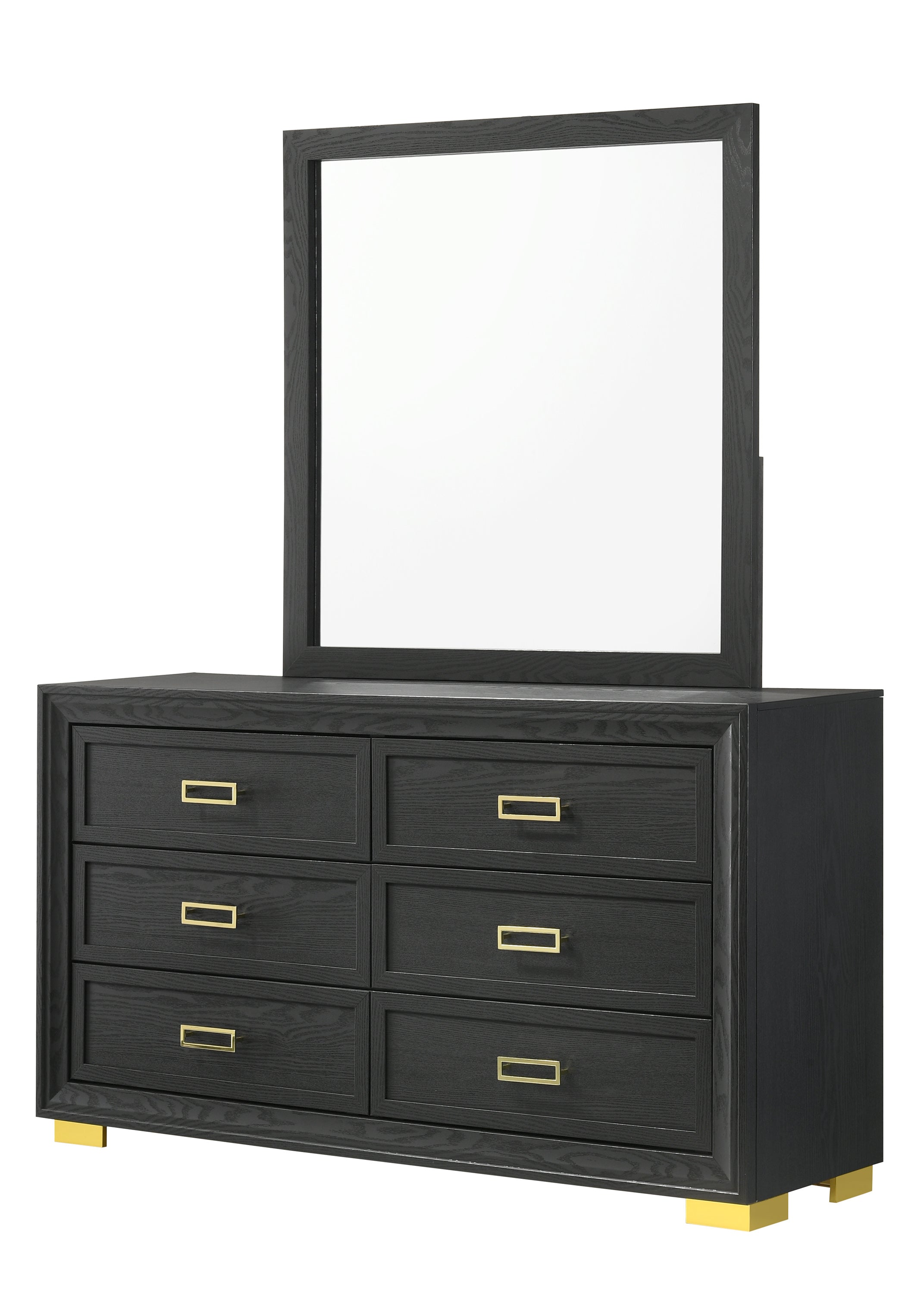 Pepe Black/Gold Panel Upholstered Bedroom Set - SET | B9290-Q-HBFB | B9290-KQ-RAIL | B9290-2 | B9290-4 - Bien Home Furniture & Electronics