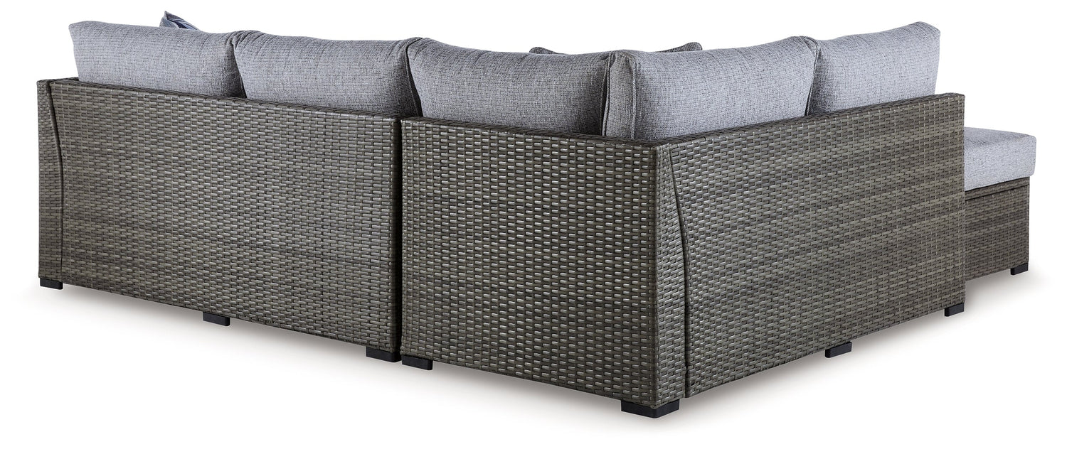Petal Road Gray Outdoor Loveseat Sectional/Ottoman/Table Set, Set of 4 - P297-070 - Bien Home Furniture & Electronics
