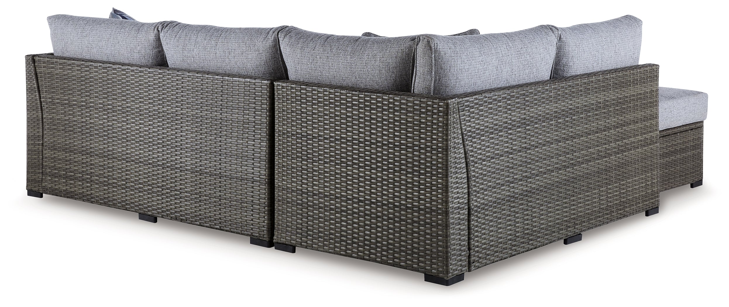 Petal Road Gray Outdoor Loveseat Sectional/Ottoman/Table Set, Set of 4 - P297-070 - Bien Home Furniture & Electronics