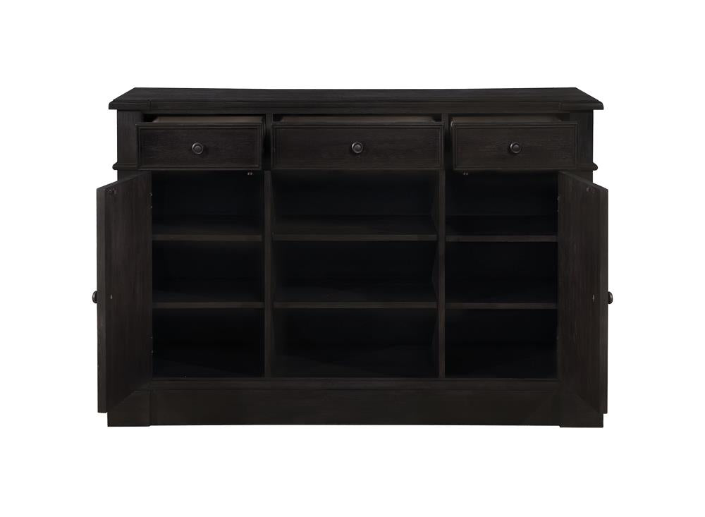 Phelps 2-Door Rectangular Server Antique Noir - 121235 - Bien Home Furniture &amp; Electronics