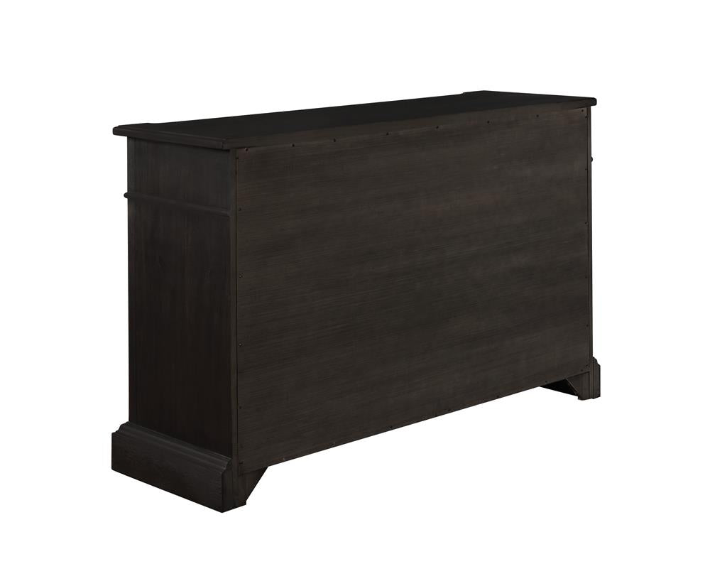 Phelps 2-Door Rectangular Server Antique Noir - 121235 - Bien Home Furniture &amp; Electronics