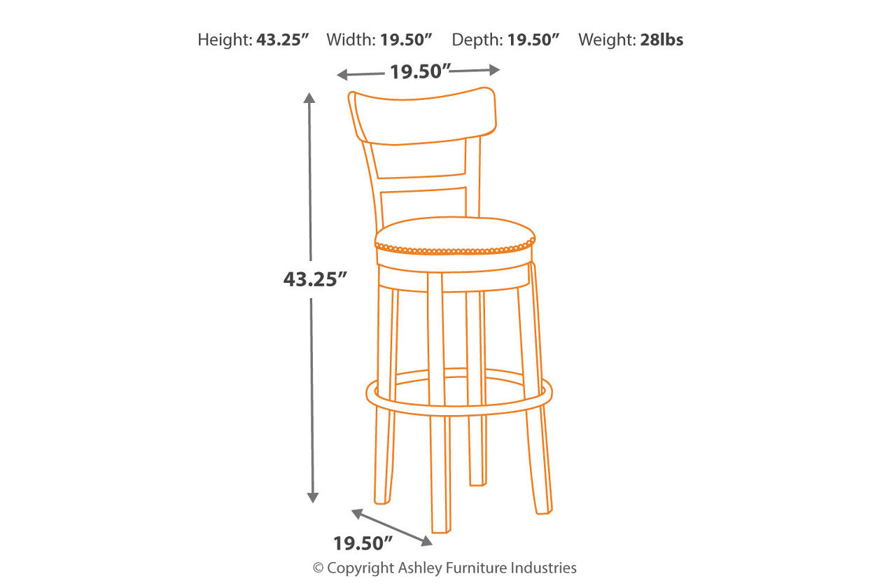 Pinnadel Light Brown Bar Height Barstool - D542-130 - Bien Home Furniture & Electronics