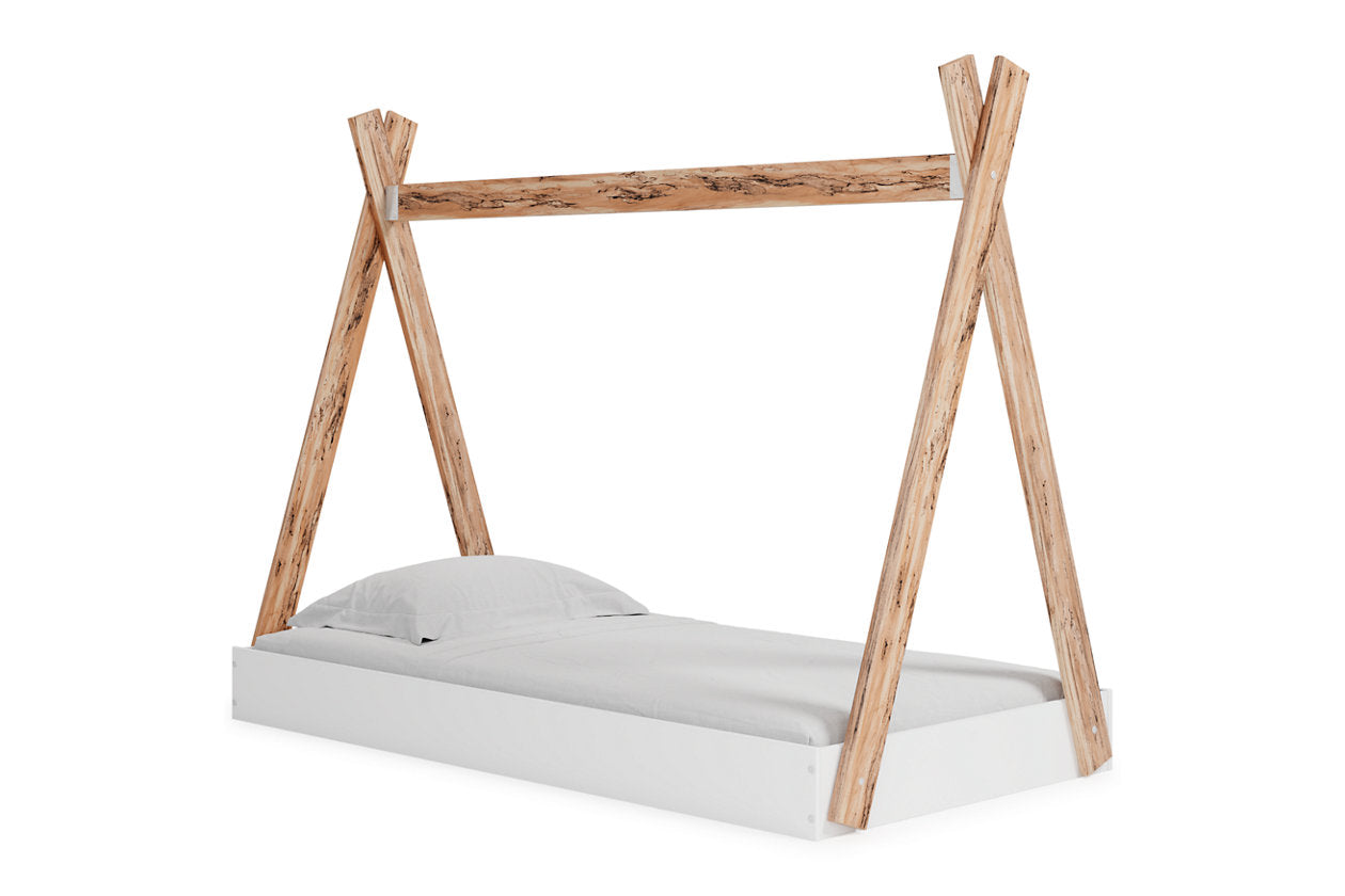 Piperton Two-tone Brown/White Twin Tent Complete Bed in Box - EB1221-121 - Bien Home Furniture & Electronics