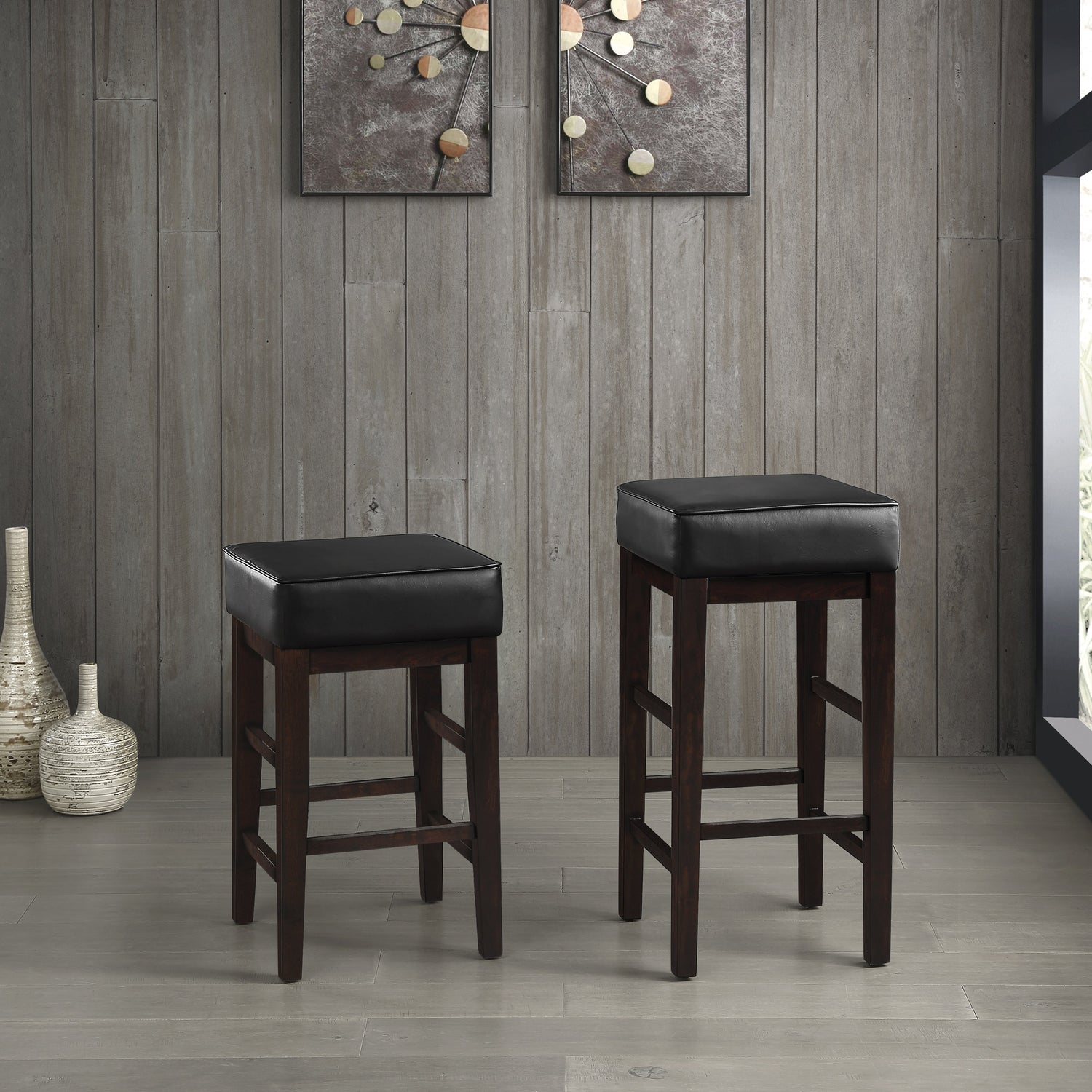 Pittsville Black/Espresso Pub Height Stool, Set of 2 - 5684BK-29 - Bien Home Furniture & Electronics