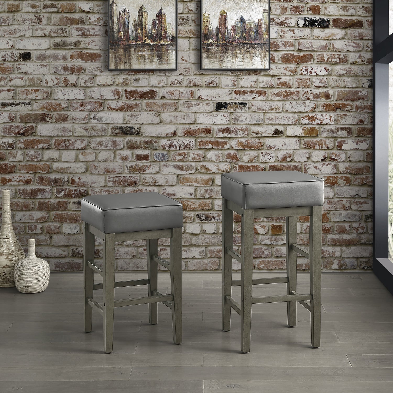 Pittsville Gray/Espresso Pub Height Stool, Set of 2 - 5684GY-29 - Bien Home Furniture & Electronics