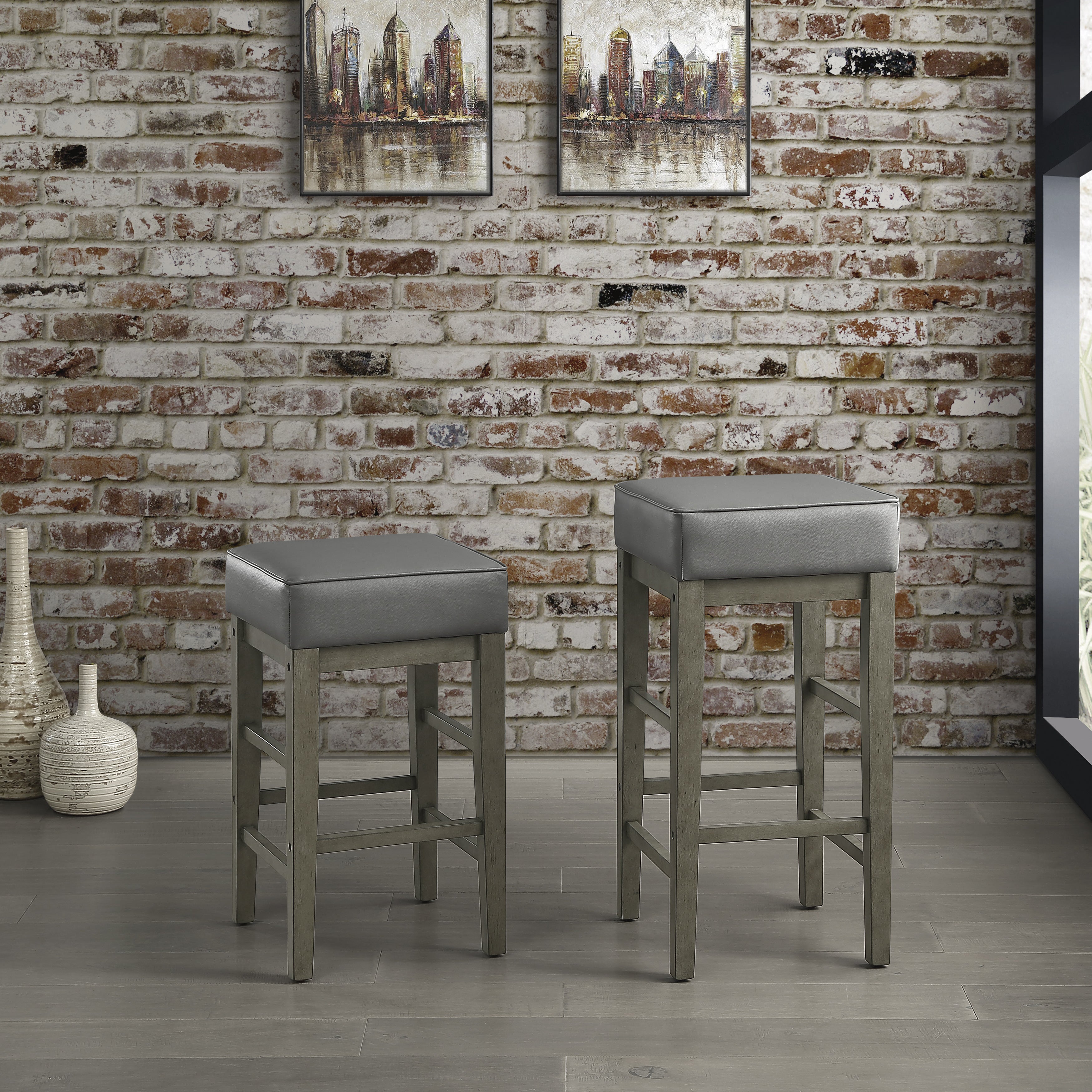 Pittsville Gray/Espresso Pub Height Stool, Set of 2 - 5684GY-29 - Bien Home Furniture & Electronics