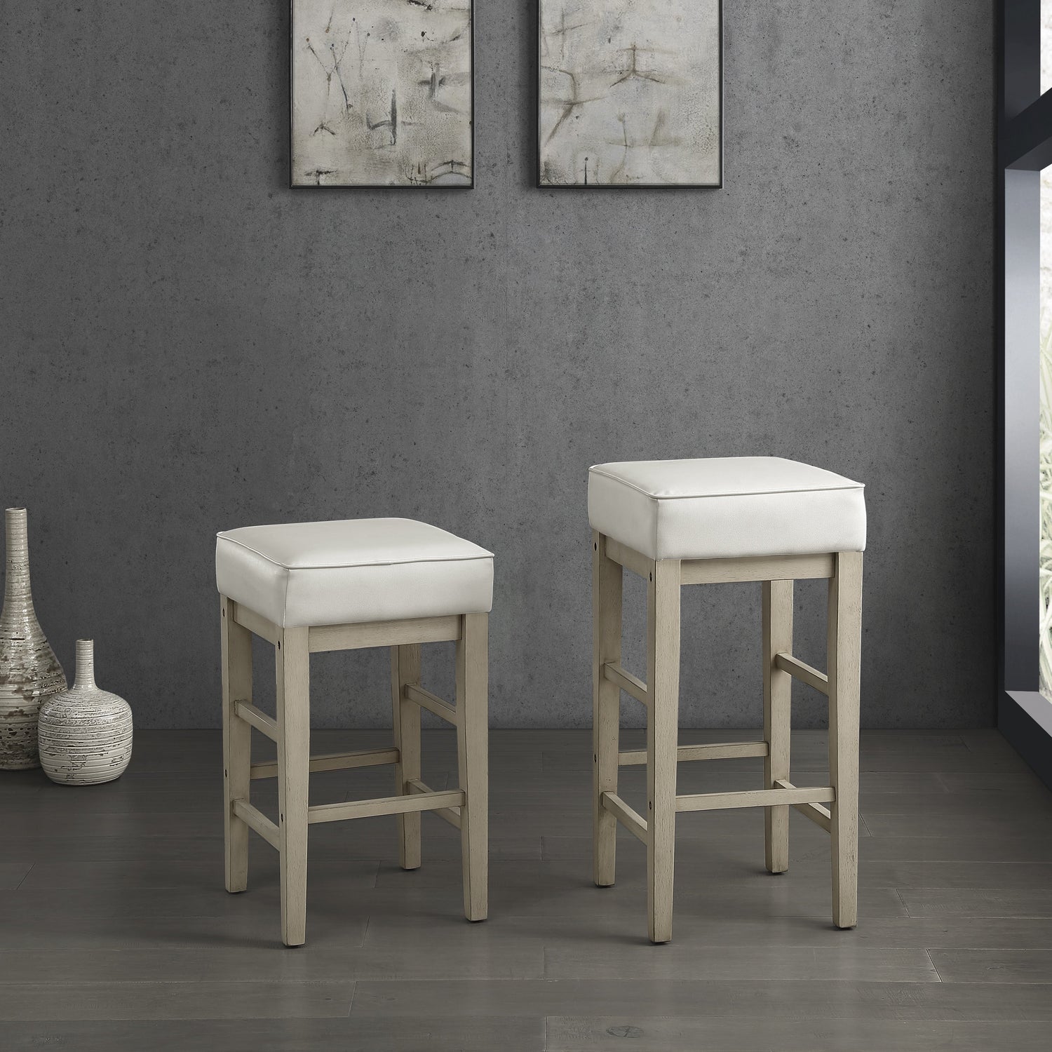 Pittsville White/Espresso Pub Height Stool, Set of 2 - 5684WH-29 - Bien Home Furniture &amp; Electronics