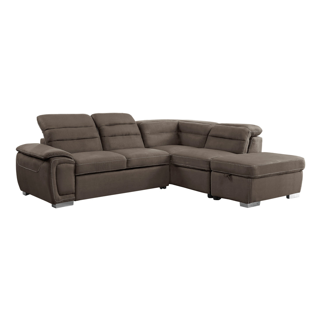 Platina Chocolate Sleeper Sectional with Storage Ottoman - 8277CH* - Bien Home Furniture &amp; Electronics