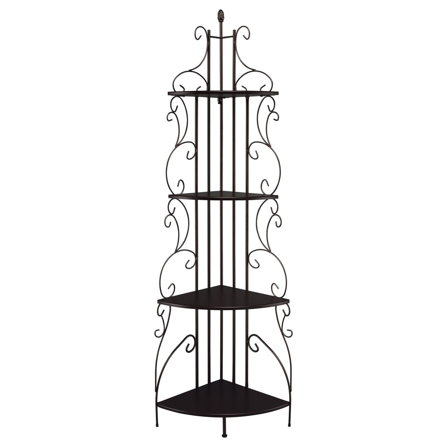Poppy Cappuccino/Copper 4-Shelf Corner Bookcase - 910038 - Bien Home Furniture & Electronics