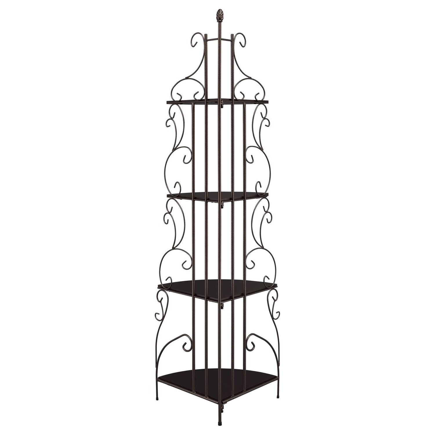 Poppy Cappuccino/Copper 4-Shelf Corner Bookcase - 910038 - Bien Home Furniture & Electronics