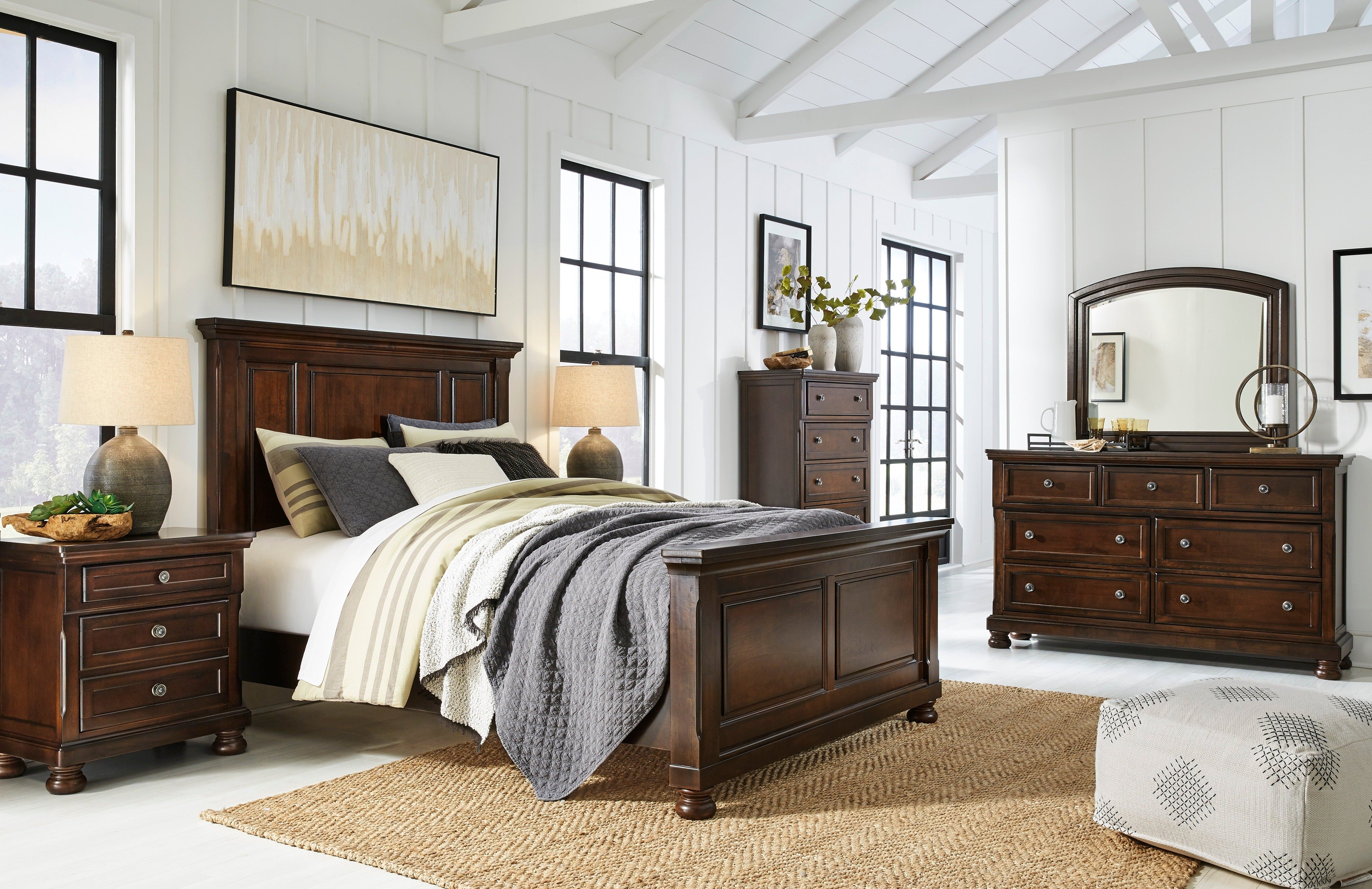 Porter Rustic Brown Panel Bedroom Set - SET | B697-54 | B697-57 | B697-96 | B697-31 | B697-92 - Bien Home Furniture & Electronics