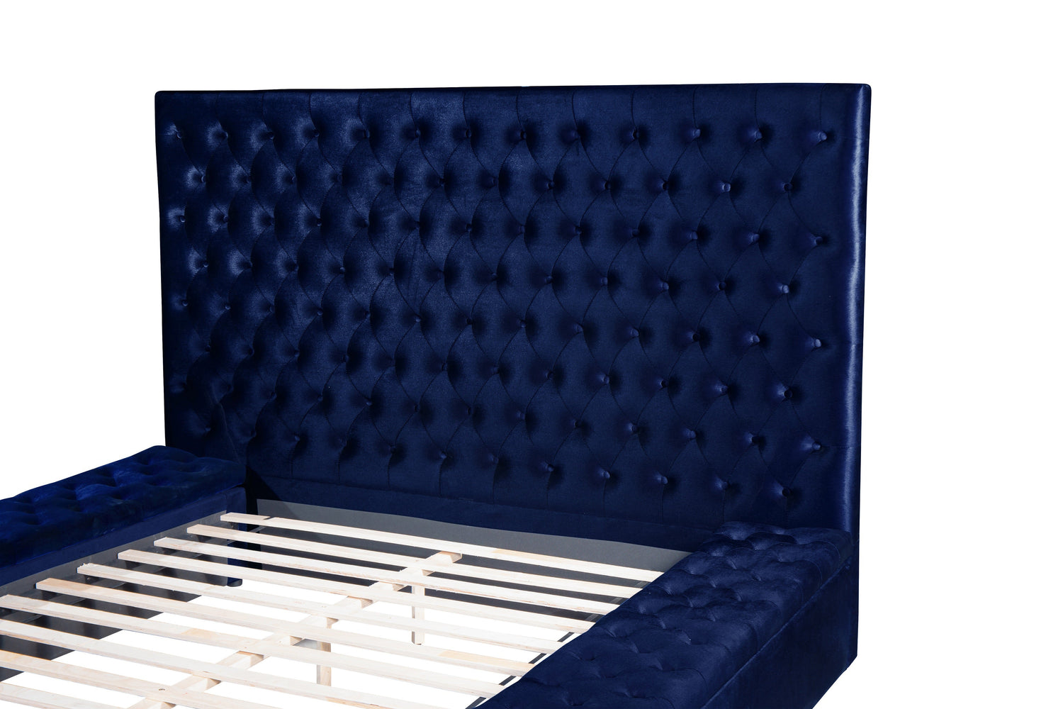 Prague Blue Velvet Queen Upholstered Storage Platform Bed - SET | SH250BLU-1 | SH250BLU-2 | SH250BLU-3 - Bien Home Furniture & Electronics