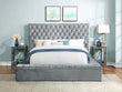 Prague Gray Velvet Queen Upholstered Storage Platform Bed - SET | SH250GRY-1 | SH250GRY-2 | SH250GRY-3 - Bien Home Furniture & Electronics