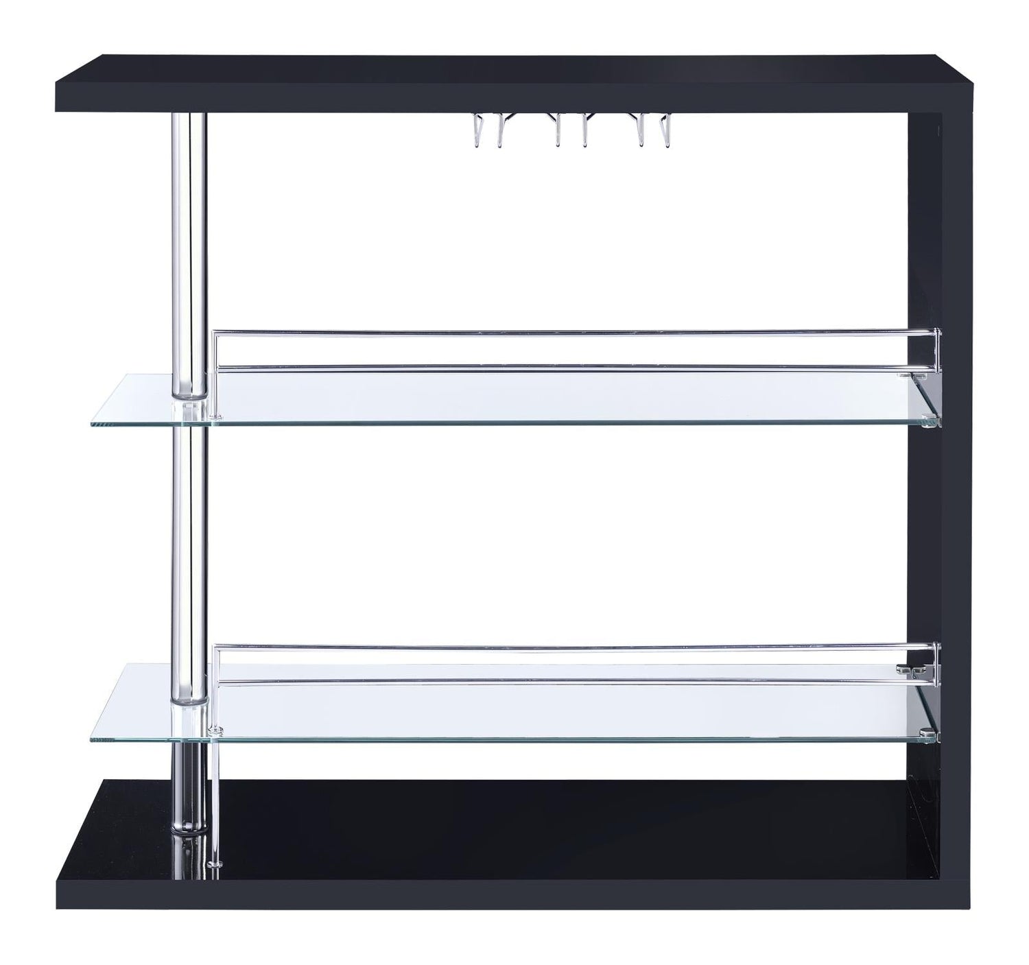 Prescott Glossy Black Rectangular 2-Shelf Bar Unit - 100165 - Bien Home Furniture & Electronics
