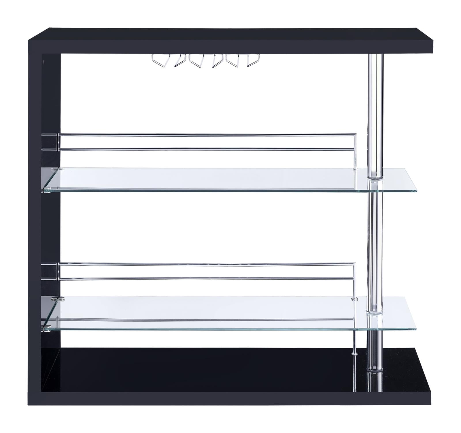 Prescott Glossy Black Rectangular 2-Shelf Bar Unit - 100165 - Bien Home Furniture & Electronics