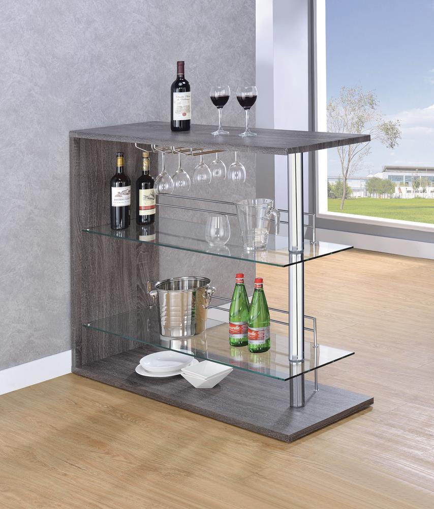 Prescott Gray Rectangular 2-Shelf Bar Unit - 100156 - Bien Home Furniture &amp; Electronics