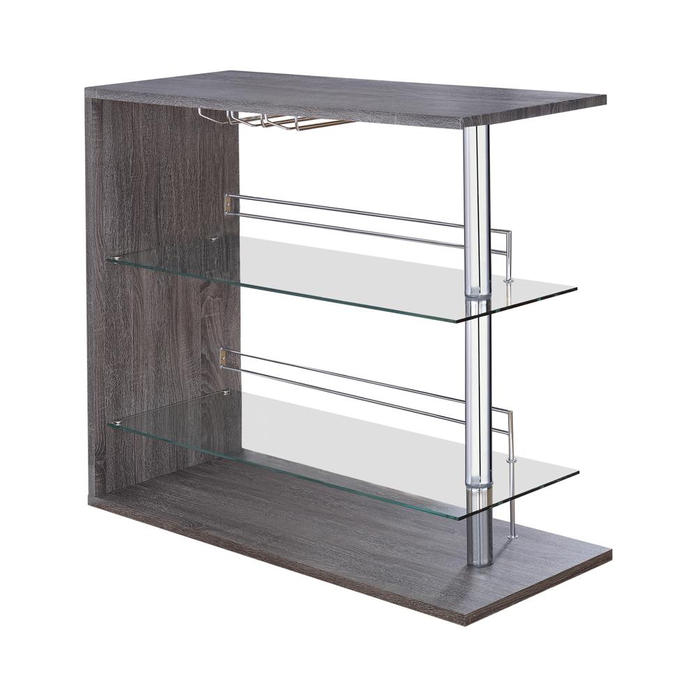 Prescott Gray Rectangular 2-Shelf Bar Unit - 100156 - Bien Home Furniture & Electronics