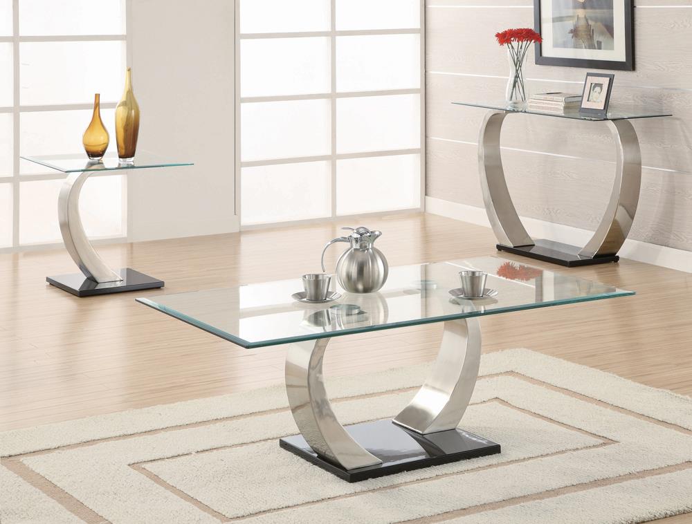 Pruitt Clear/Satin Glass Top Coffee Table - 701238 - Bien Home Furniture & Electronics