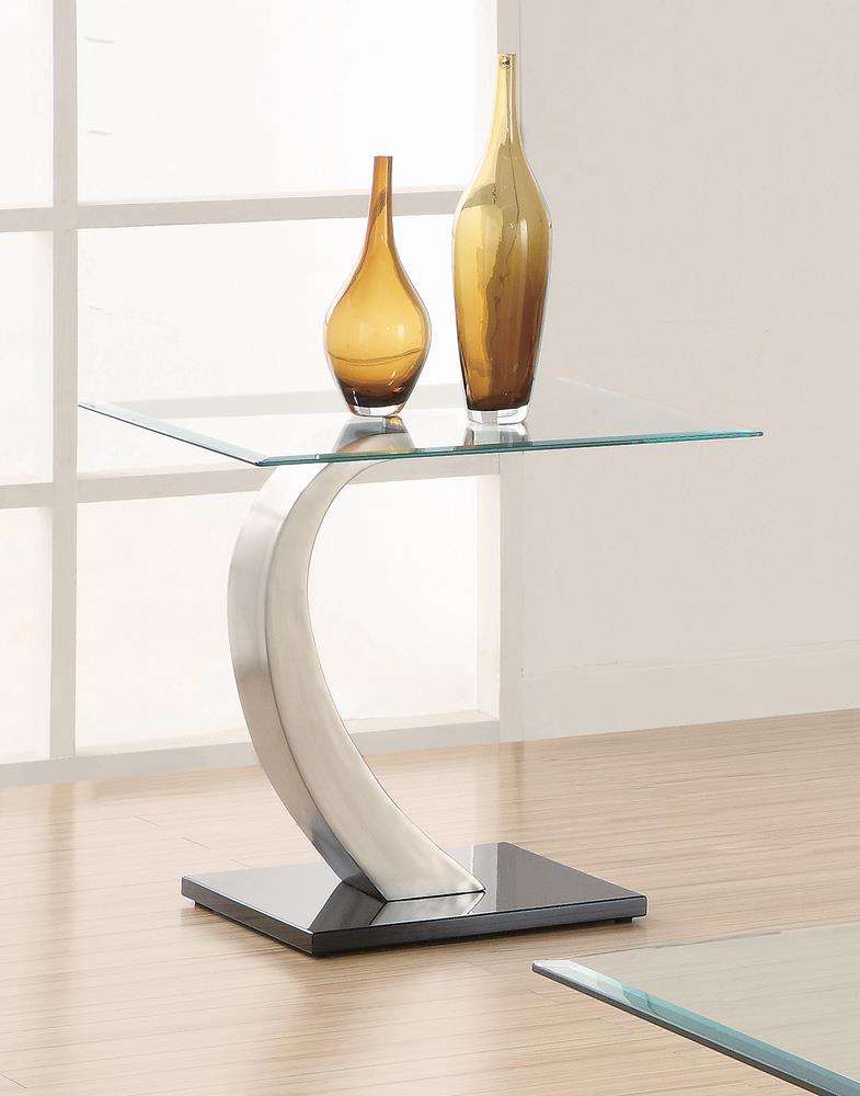 Pruitt Glass Top End Table Clear/Satin - 701237 - Bien Home Furniture &amp; Electronics