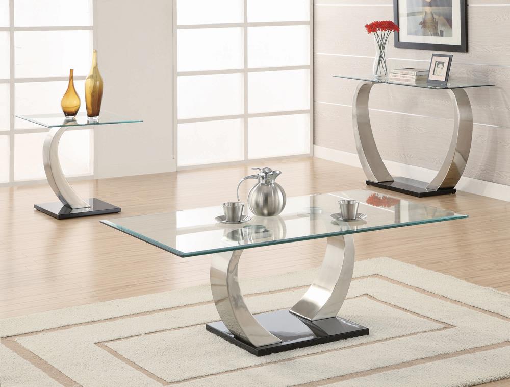 Pruitt Glass Top End Table Clear/Satin - 701237 - Bien Home Furniture & Electronics