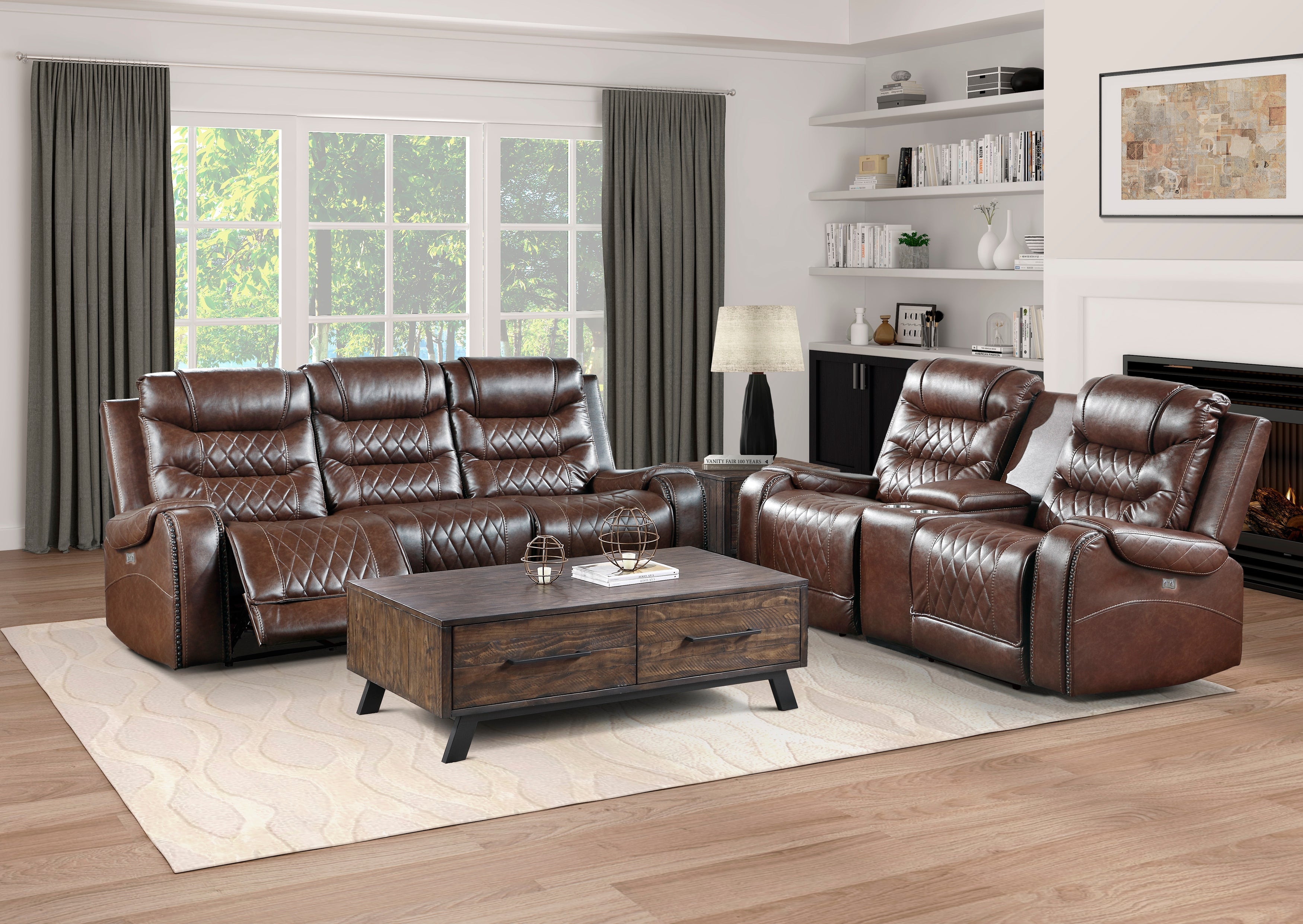 Putnam Brown Power Double Reclining Loveseat - 9405BR-2PW - Bien Home Furniture & Electronics