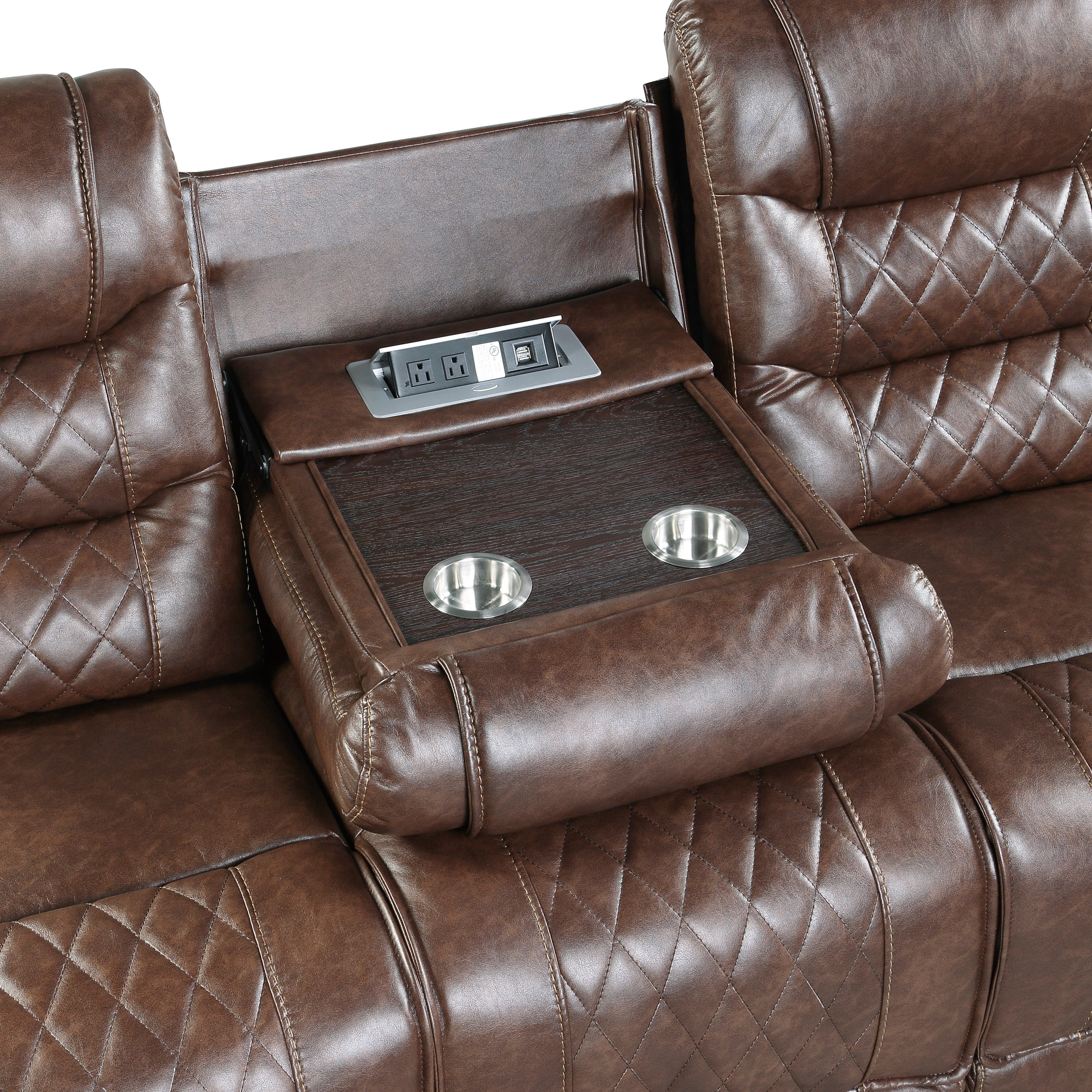 Putnam Brown Power Double Reclining Sofa - 9405BR-3PW - Bien Home Furniture & Electronics
