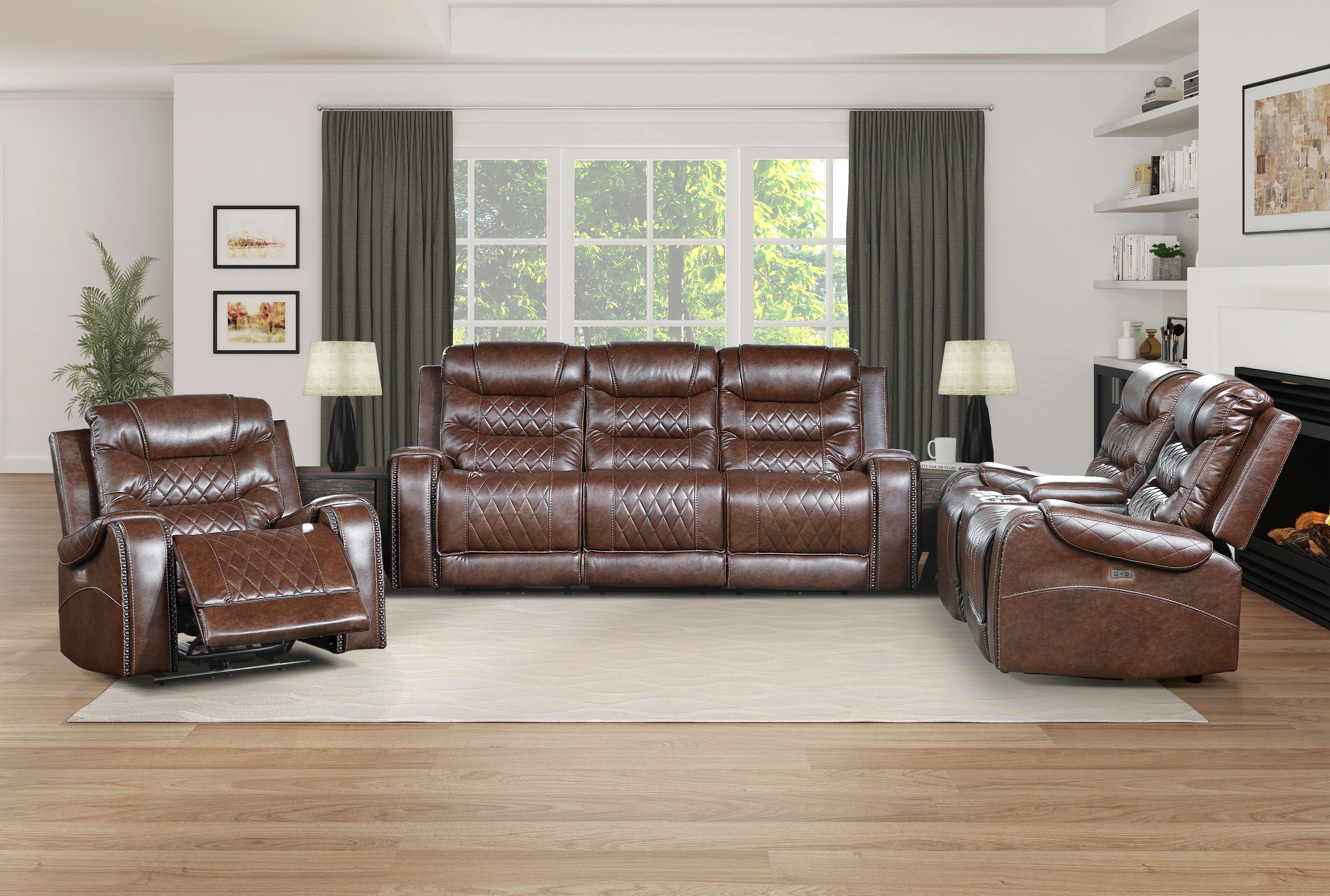 Putnam Brown Power Double Reclining Sofa - 9405BR-3PW - Bien Home Furniture & Electronics