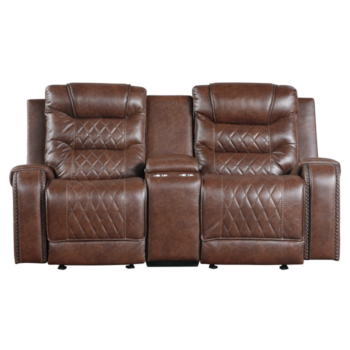 Putnam Brown Reclining Loveseat With Console - 9405BR-2 - Bien Home Furniture &amp; Electronics