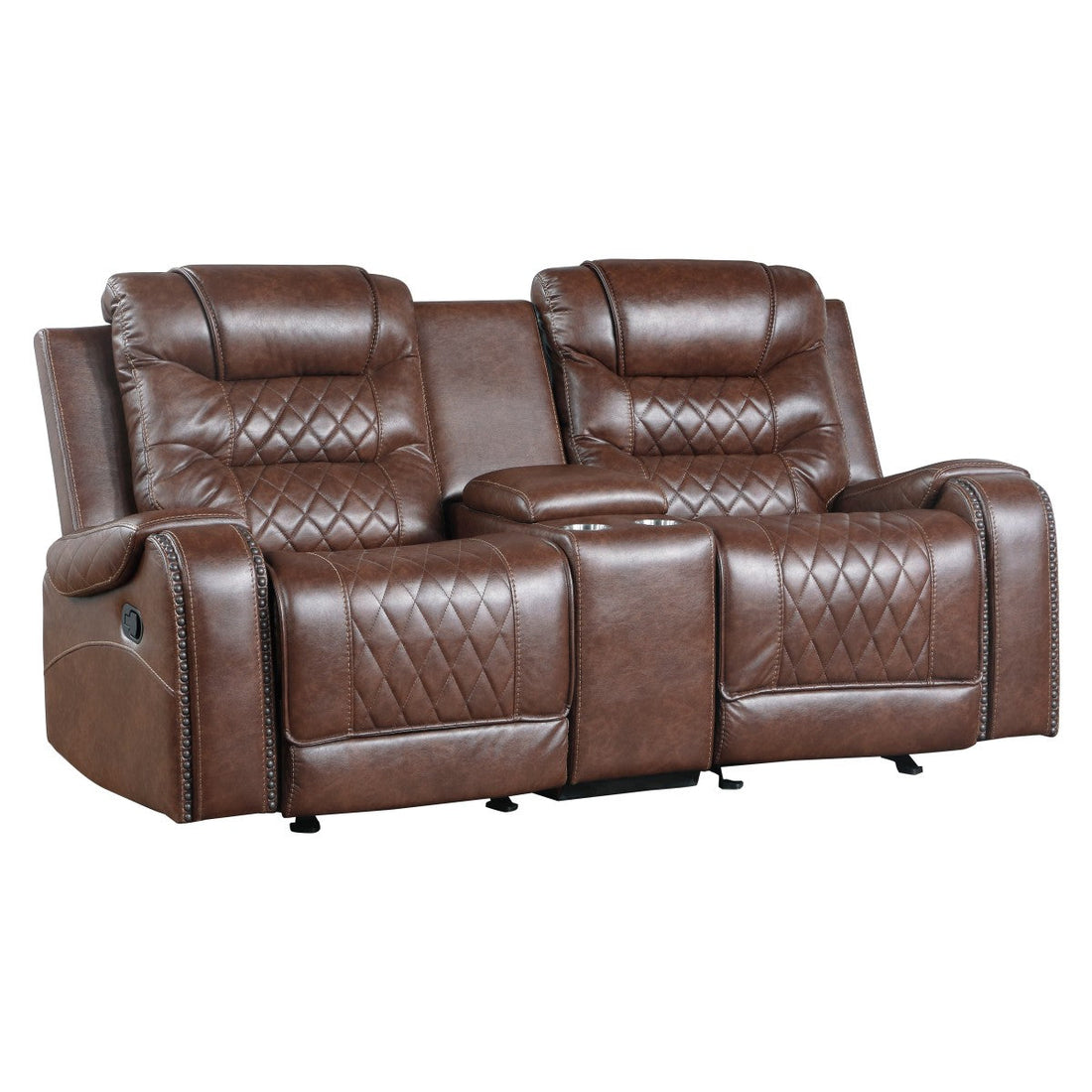 Putnam Brown Reclining Loveseat With Console - 9405BR-2 - Bien Home Furniture &amp; Electronics