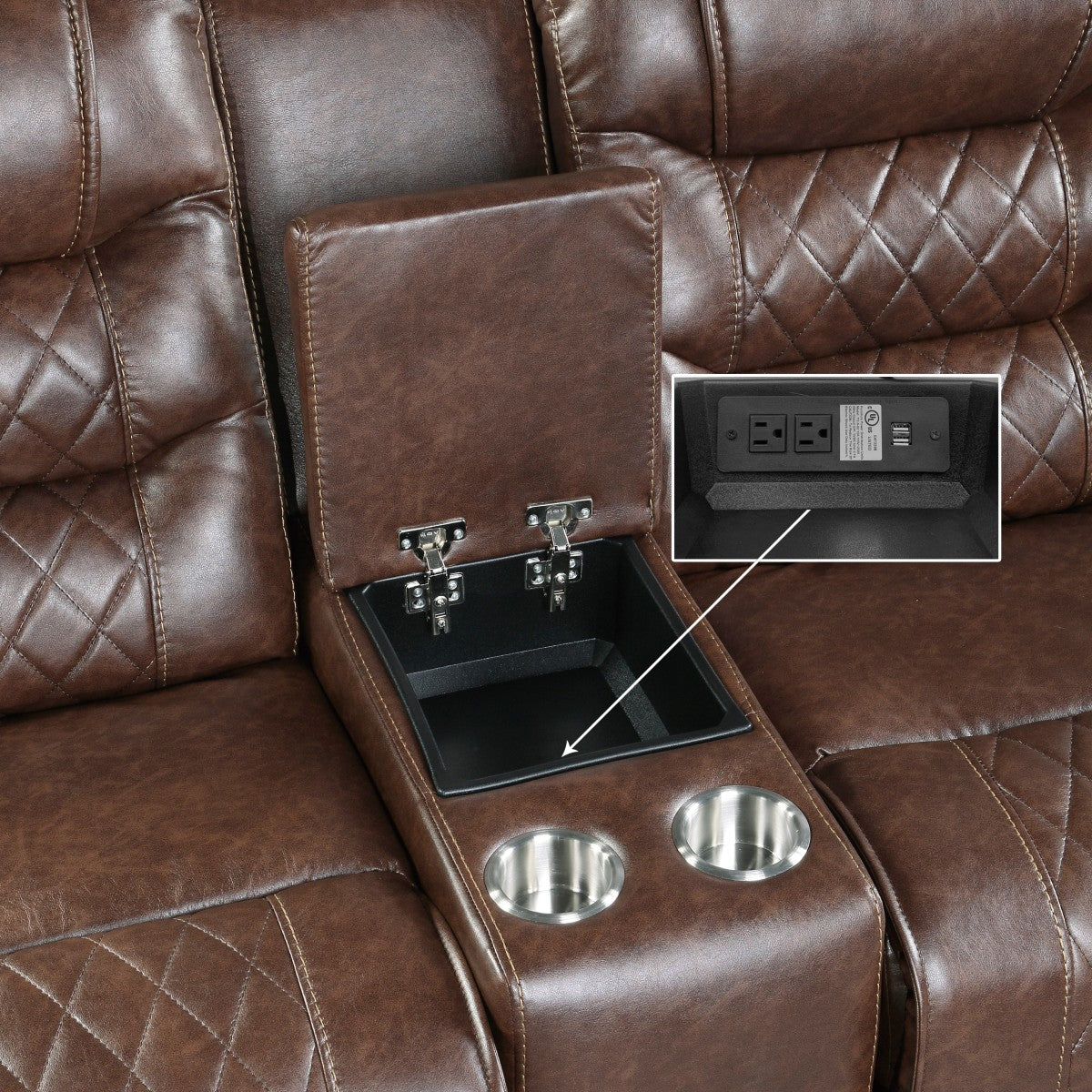 Putnam Brown Reclining Loveseat With Console - 9405BR-2 - Bien Home Furniture & Electronics