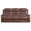 Putnam Brown Reclining Sofa With Drop Down Table - 9405BR-3 - Bien Home Furniture & Electronics