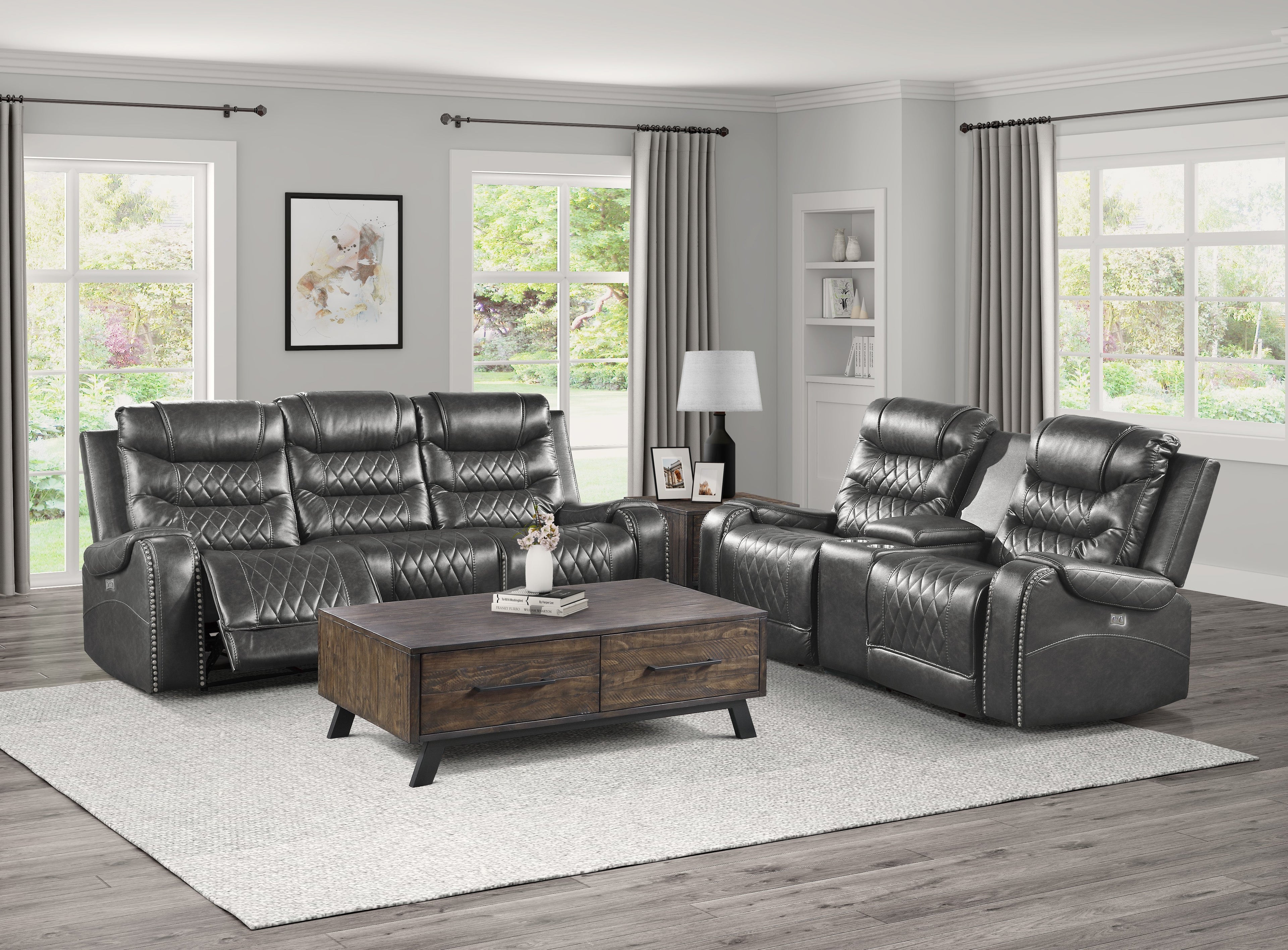 Putnam Gray Power Double Reclining Loveseat - 9405GY-2PW - Bien Home Furniture & Electronics
