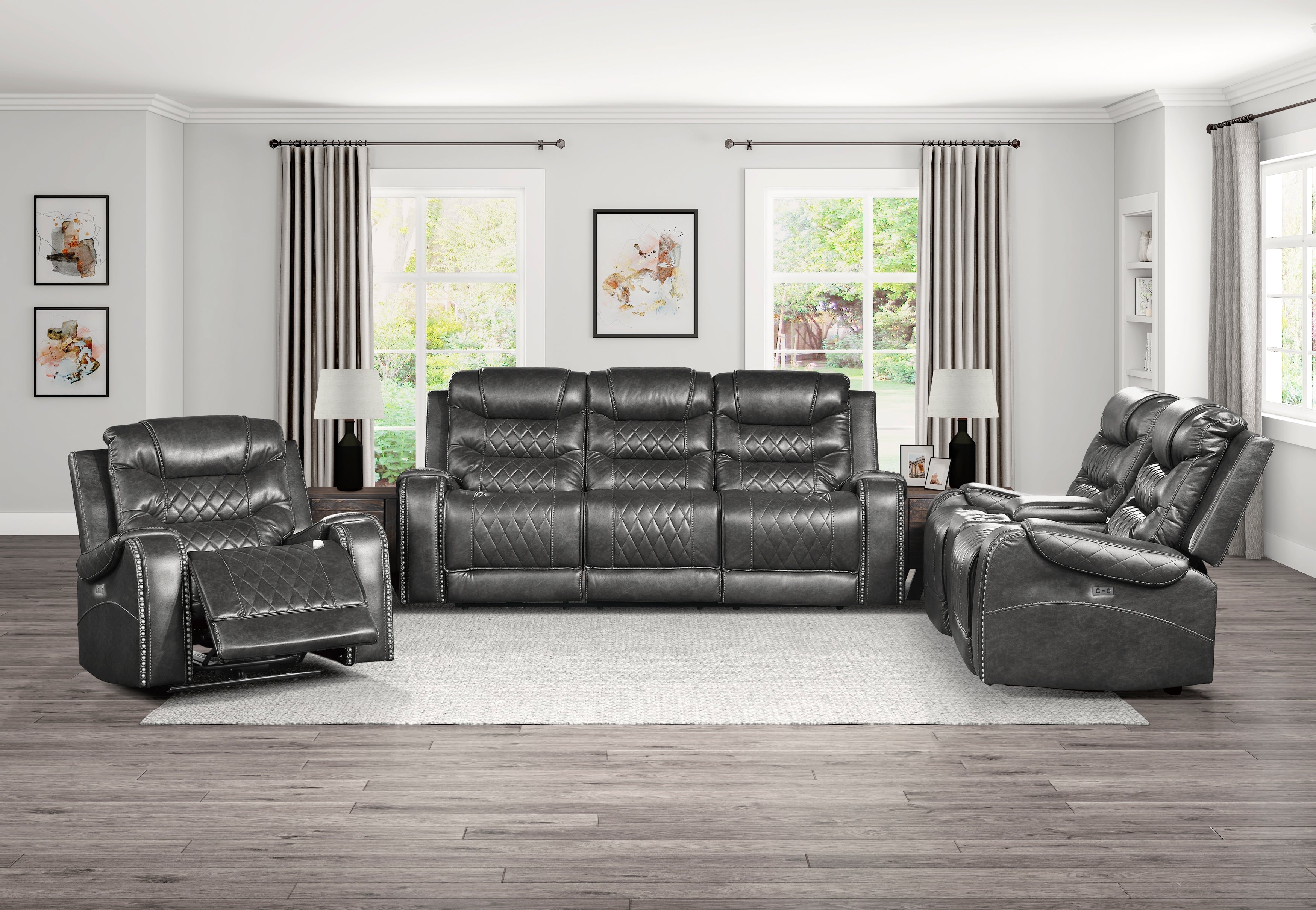 Putnam Gray Power Double Reclining Loveseat - 9405GY-2PW - Bien Home Furniture & Electronics