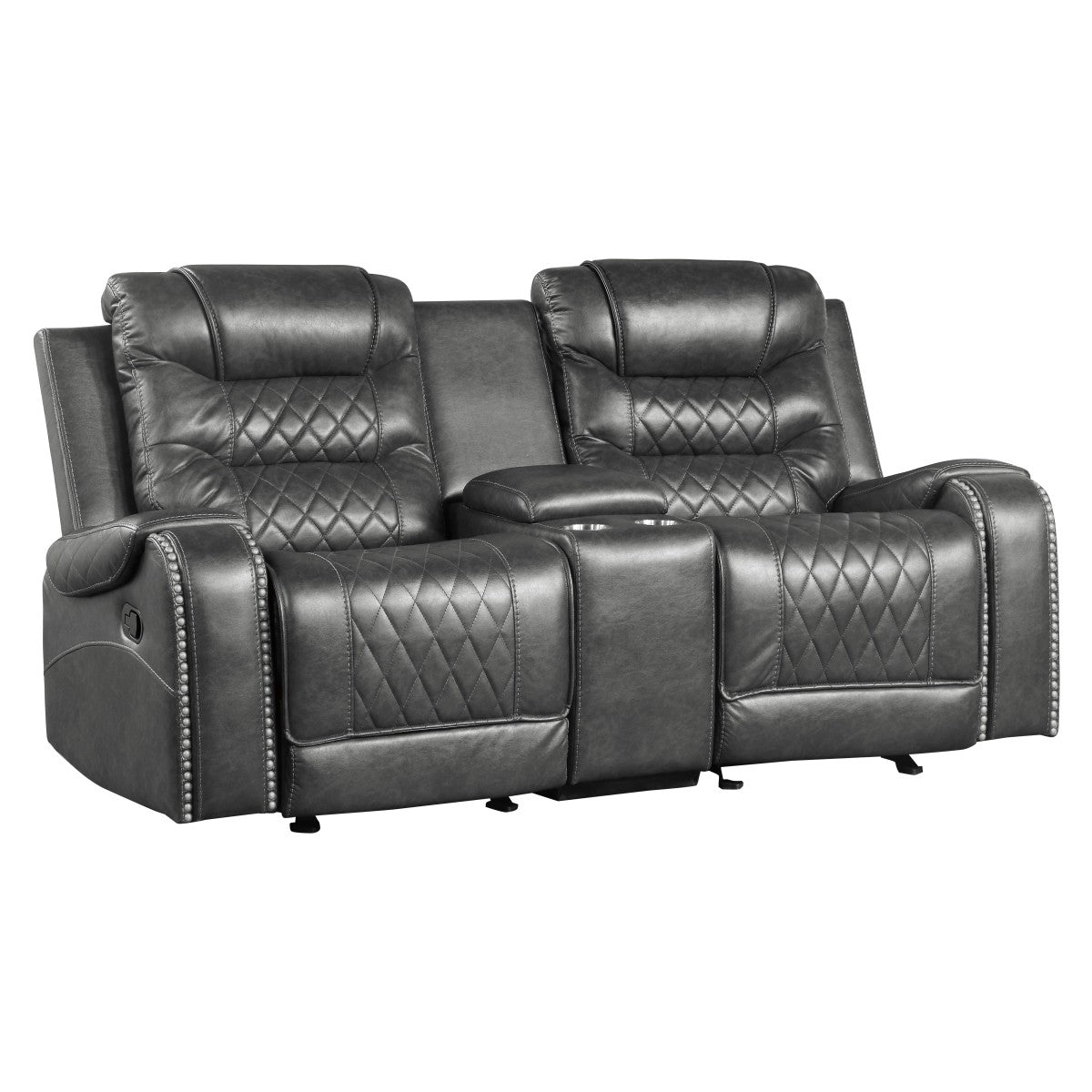 Putnam Gray Reclining Loveseat With Console - 9405GY-2 - Bien Home Furniture & Electronics