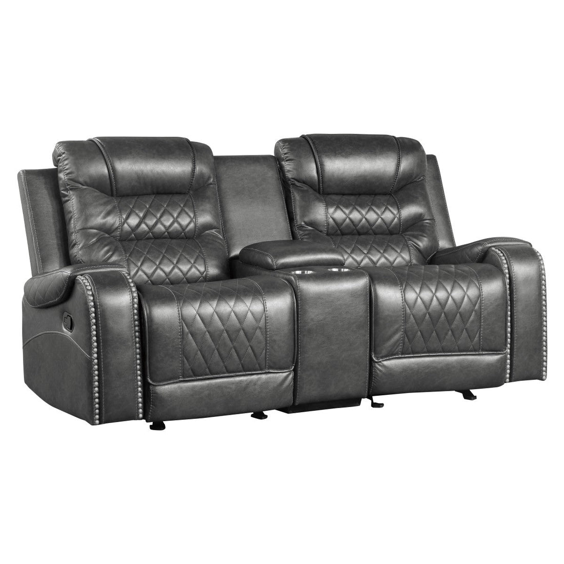 Putnam Gray Reclining Loveseat With Console - 9405GY-2 - Bien Home Furniture &amp; Electronics