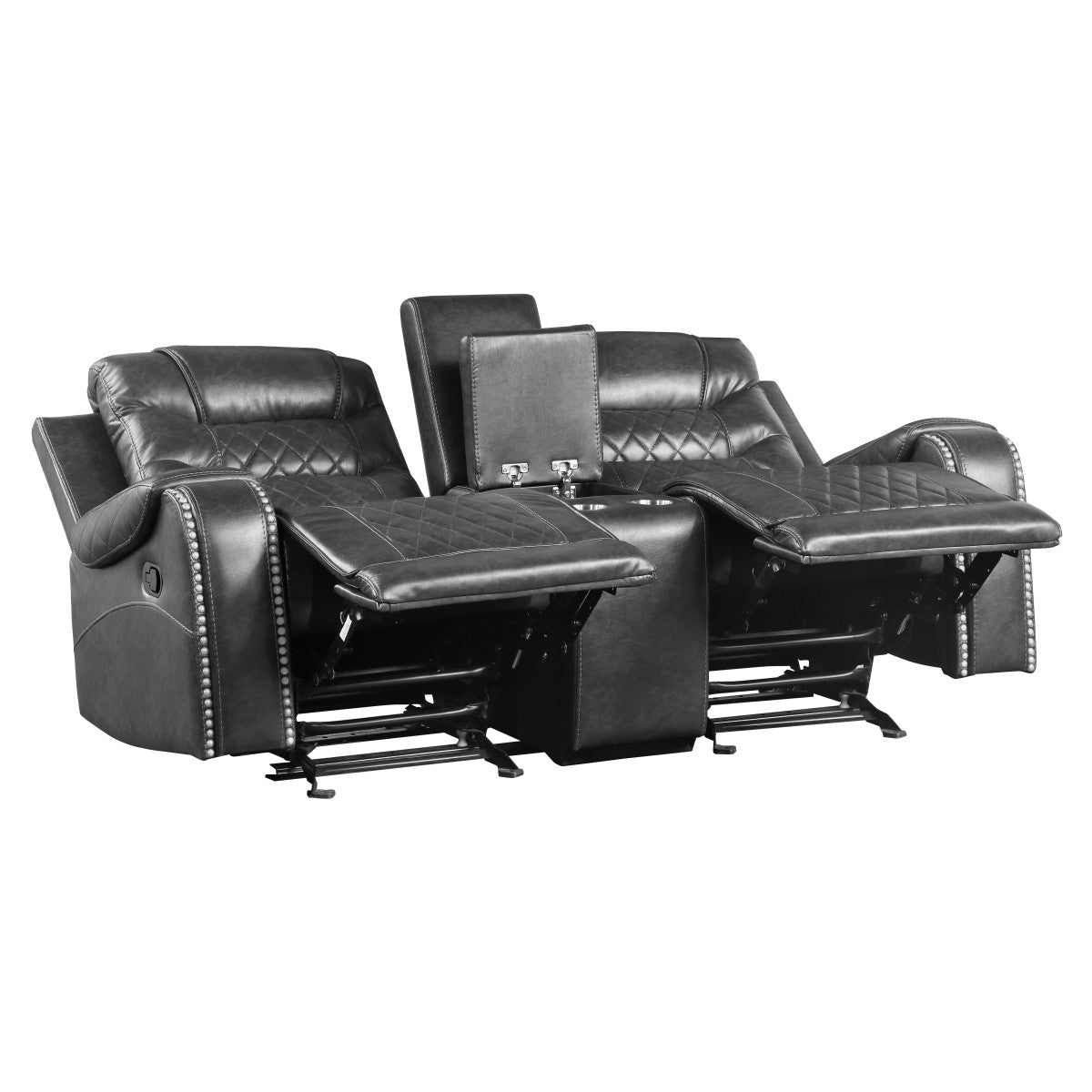 Putnam Gray Reclining Loveseat With Console - 9405GY-2 - Bien Home Furniture & Electronics