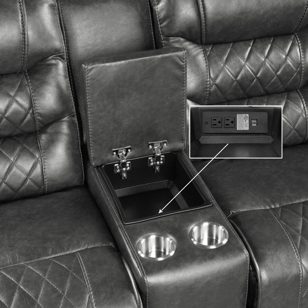 Putnam Gray Reclining Loveseat With Console - 9405GY-2 - Bien Home Furniture & Electronics