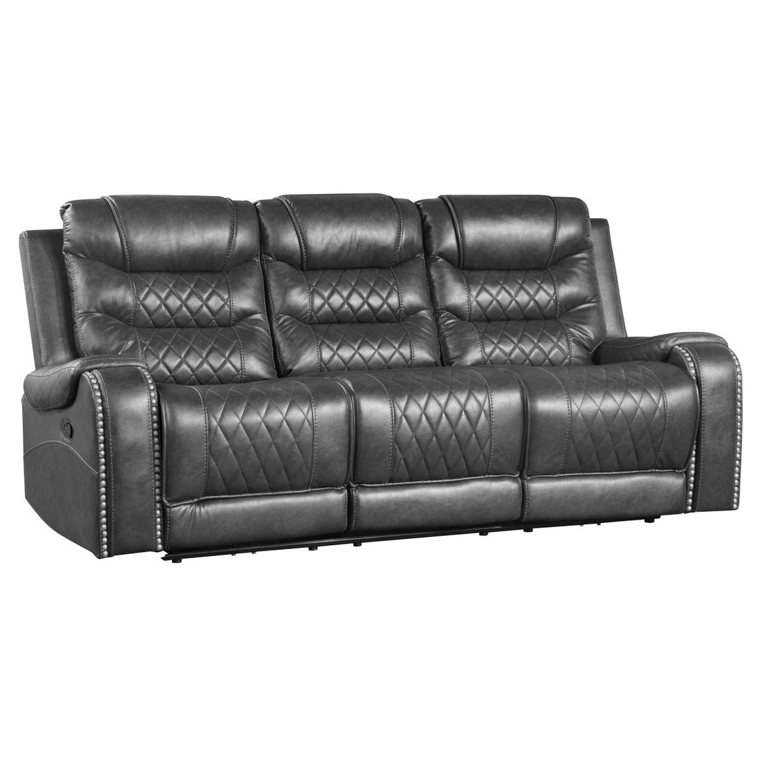 Putnam Gray Reclining Sofa With Drop Down Table - 9405GY-3 - Bien Home Furniture &amp; Electronics