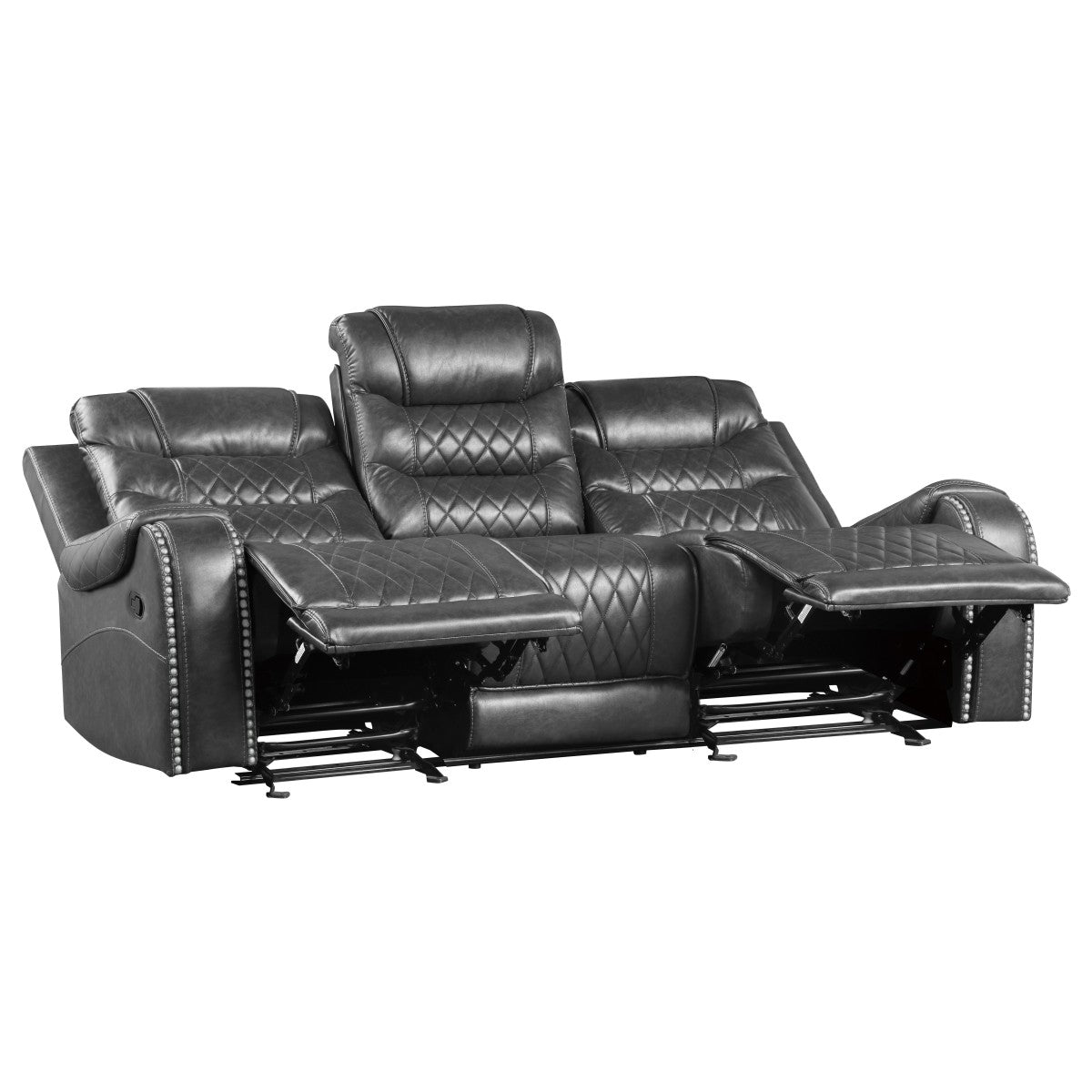 Putnam Gray Reclining Sofa With Drop Down Table - 9405GY-3 - Bien Home Furniture & Electronics