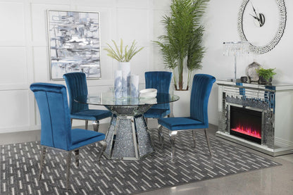 Quinn Mirror Hexagon Pedestal Glass Top Dining Table - 115561 - Bien Home Furniture &amp; Electronics