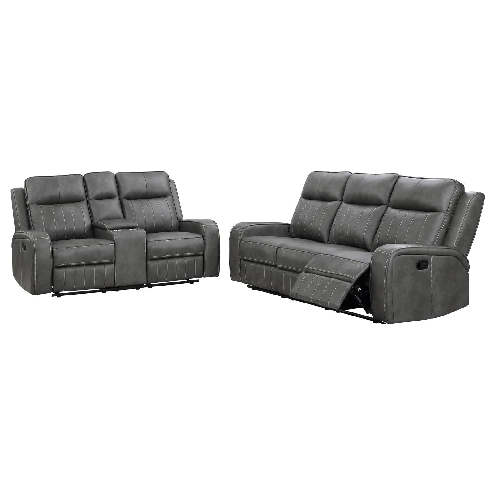 Raelynn 2-piece Upholstered Motion Reclining Sofa Set Grey - 603191-S2 - Bien Home Furniture & Electronics