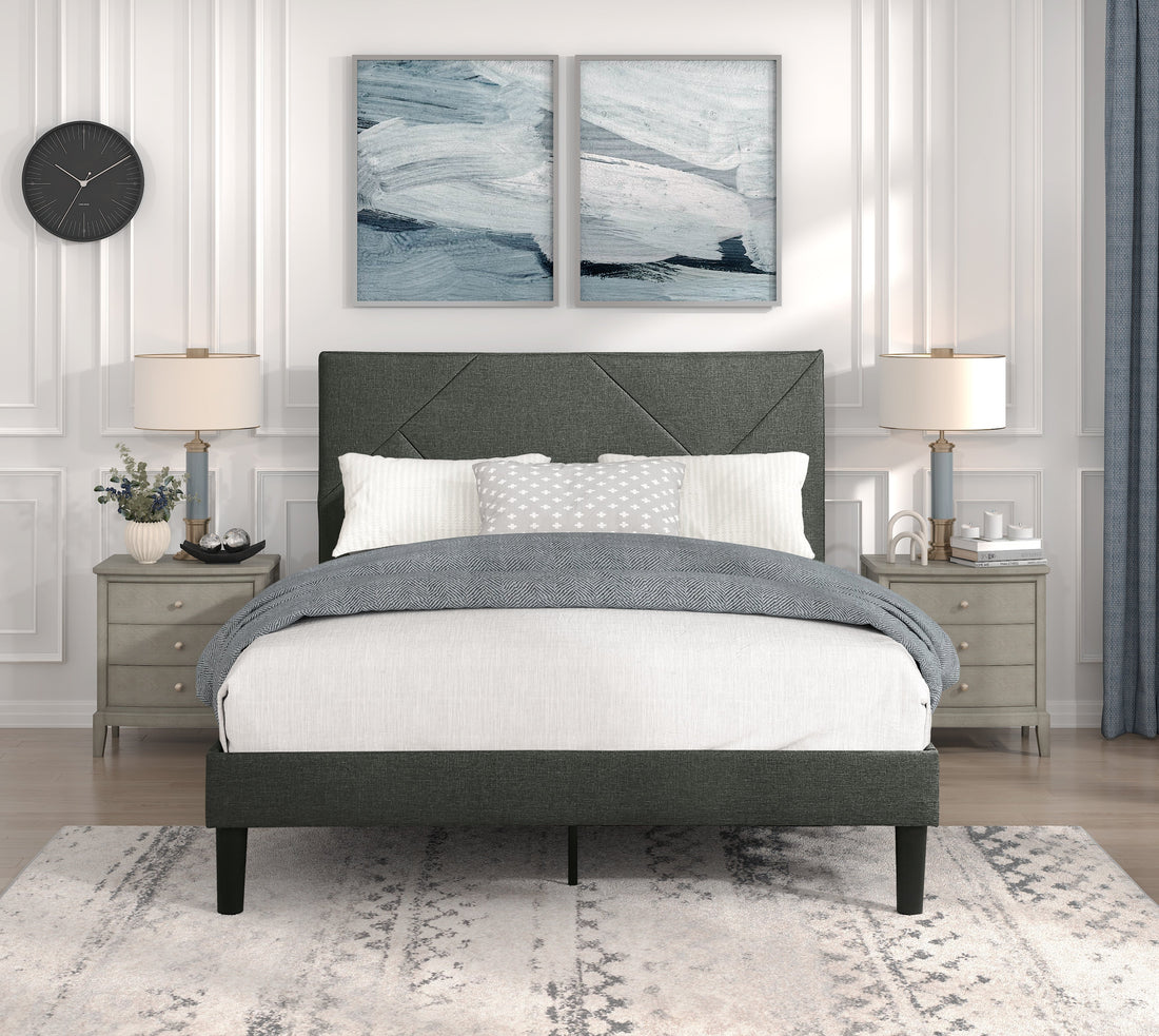 Raina Gray Queen Platform Bed - 1610GY-1 - Bien Home Furniture &amp; Electronics