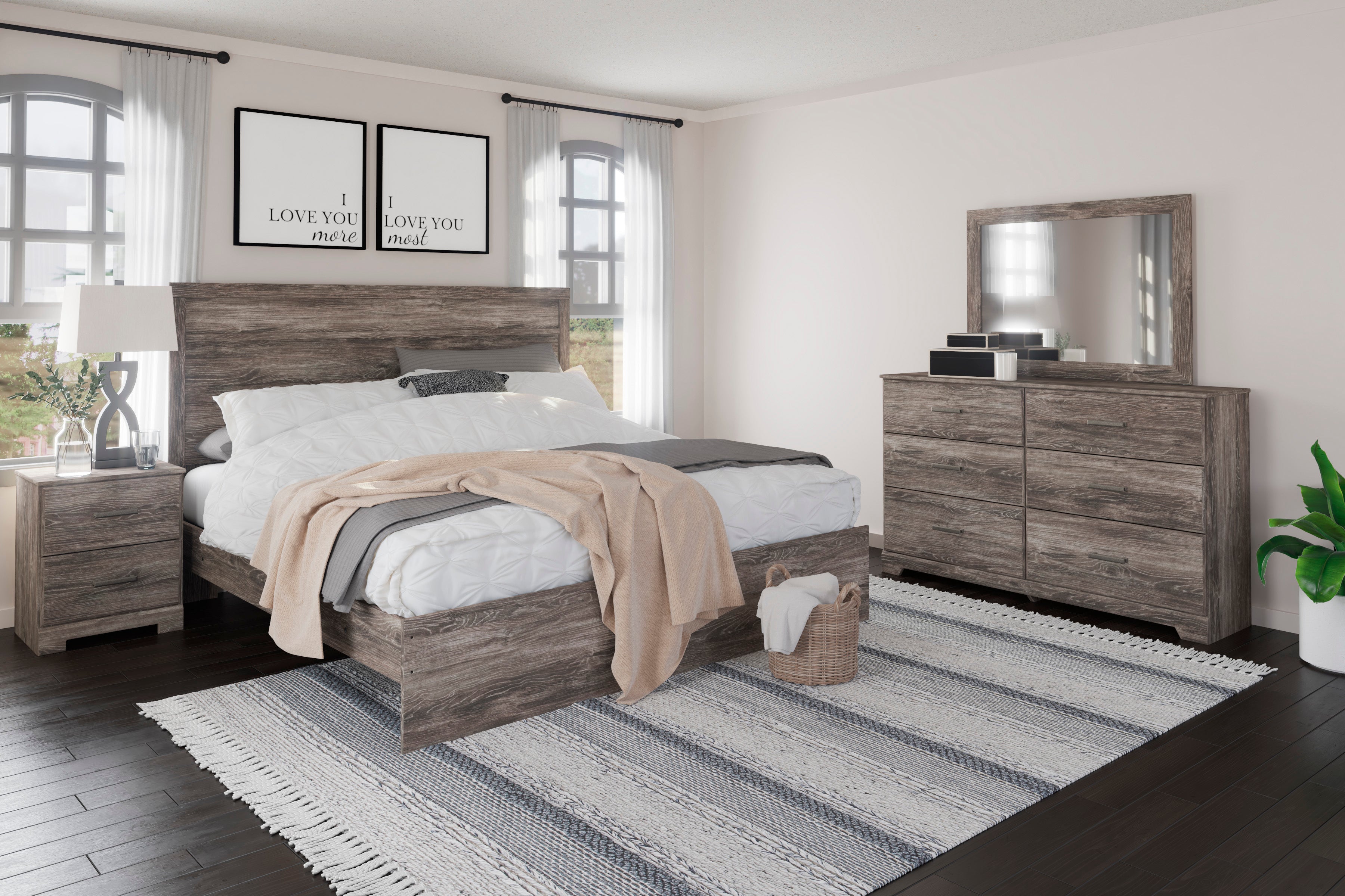 Ralinksi Gray Panel Bedroom Set - SET | B2587-71 | B2587-96 | B2587-31 | B2587-36 - Bien Home Furniture & Electronics