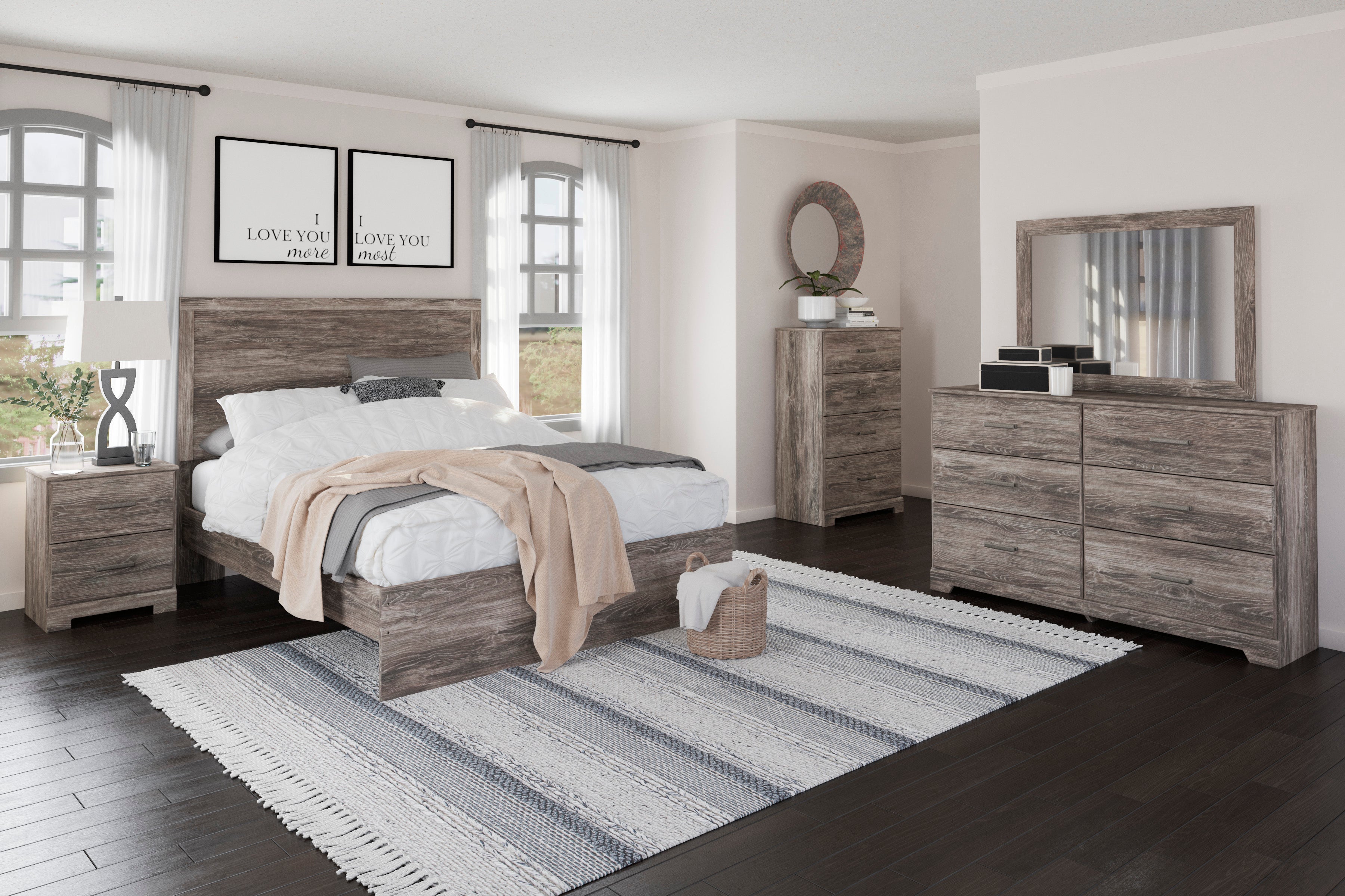 Ralinksi Gray Panel Bedroom Set - SET | B2587-71 | B2587-96 | B2587-31 | B2587-36 - Bien Home Furniture & Electronics