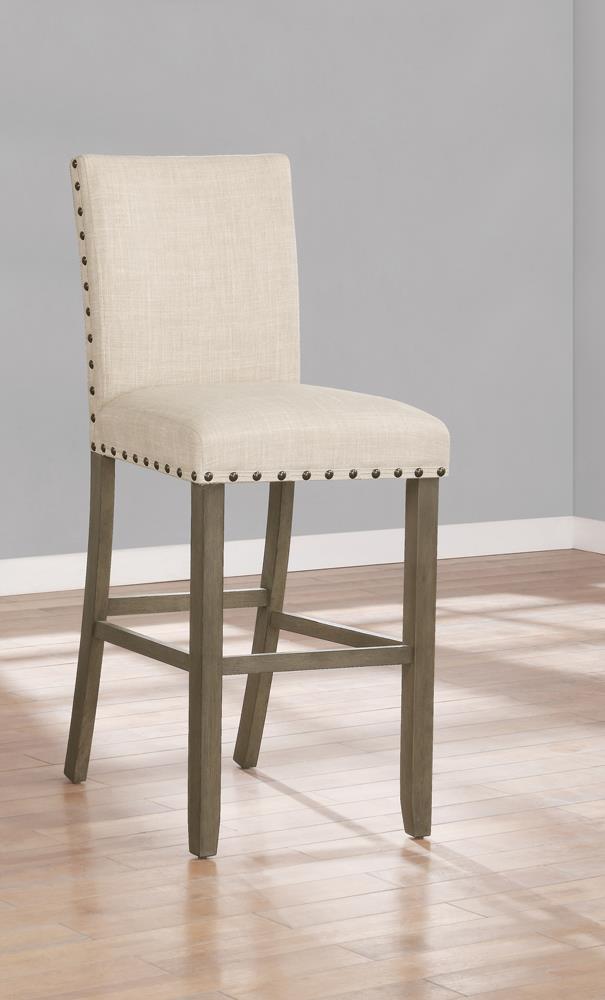 Ralland Beige Upholstered Bar Stools with Nailhead Trim, Set of 2 - 193139 - Bien Home Furniture &amp; Electronics