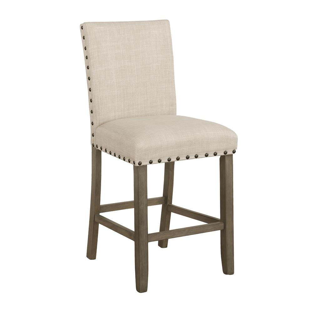 Ralland Beige Upholstered Counter Height Stools with Nailhead Trim, Set of 2 - 193138 - Bien Home Furniture &amp; Electronics