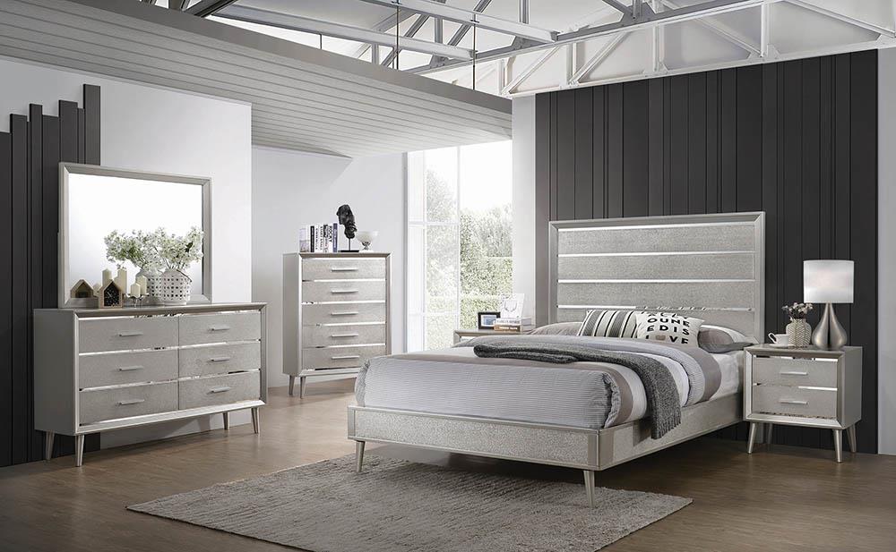 Ramon Metallic Sterling Panel Bedroom Set - SET | 222701Q | 222702 | 222705 - Bien Home Furniture &amp; Electronics