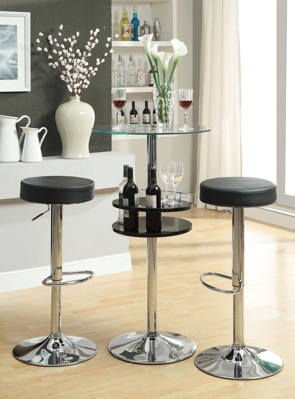Ramses Chrome/Black 29" Adjustable Bar Stool - 102558 - Bien Home Furniture & Electronics