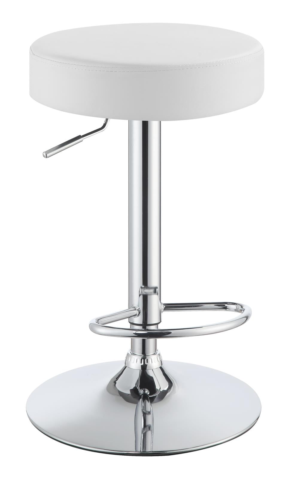 Ramses Chrome/White 29" Adjustable Bar Stool - 102550 - Bien Home Furniture & Electronics